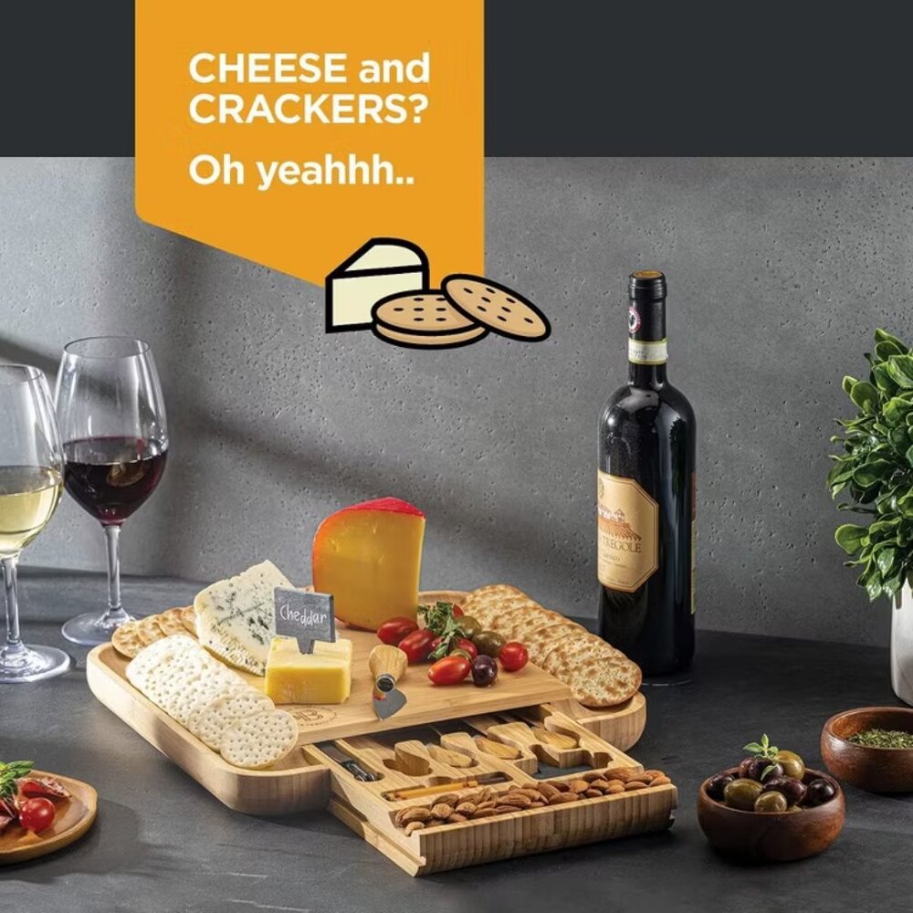 BAMBUSI Charcuterie Board Set-Large Bamboo Cheese & Meat Platter - Picture 7 of 11
